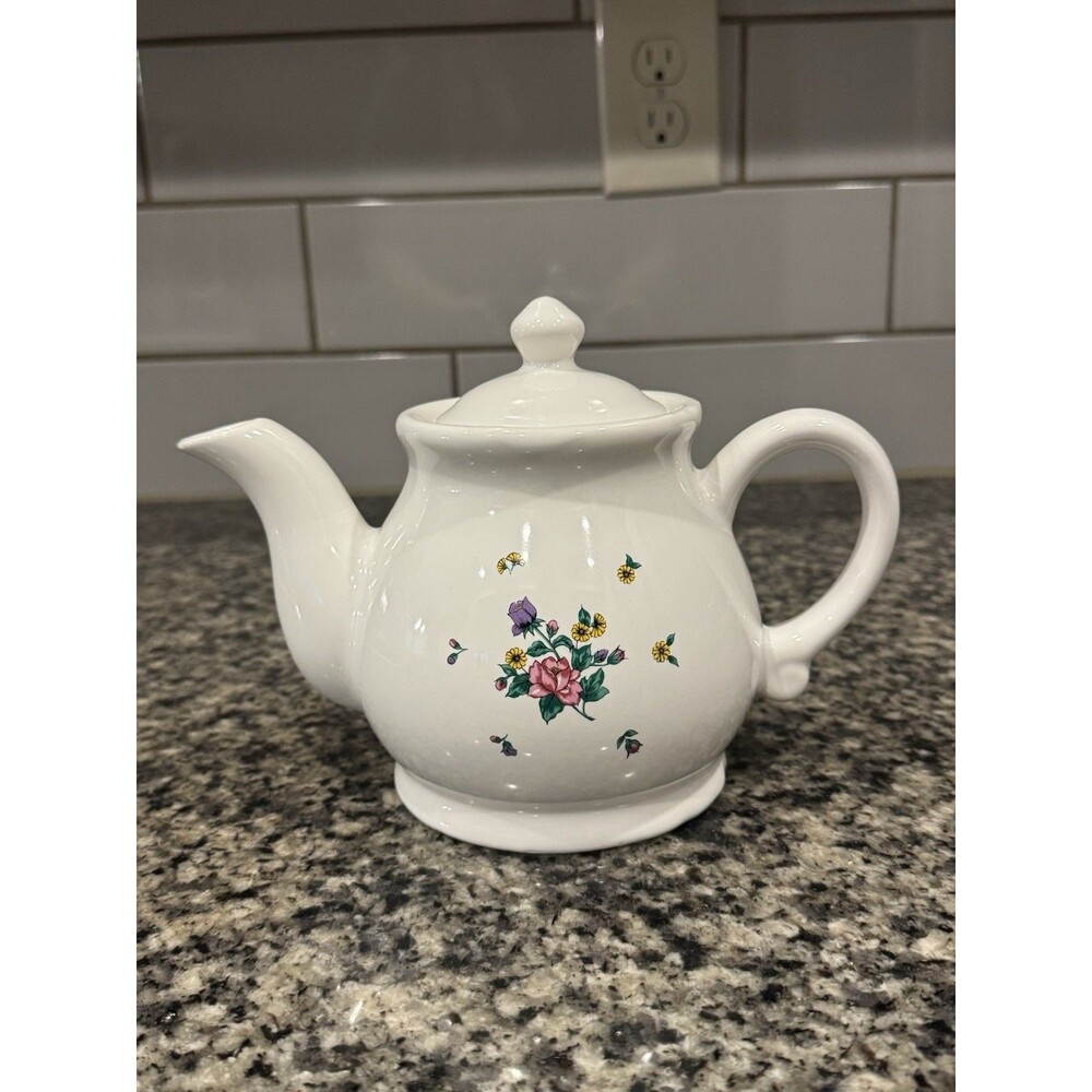 Vintage English Floral Ceramic China TeaPot w/ Lid Bouquet Of Wildflowers